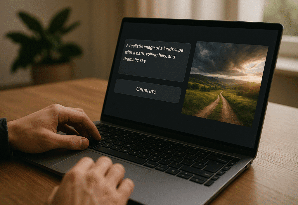 alt=“Persona usando IA para crear imágenes”